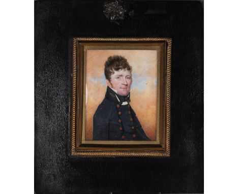 British School - Miniature Half Length Portrait of a Gentleman, watercolour on ivory, indistinctly inscribed and dated 1807 v