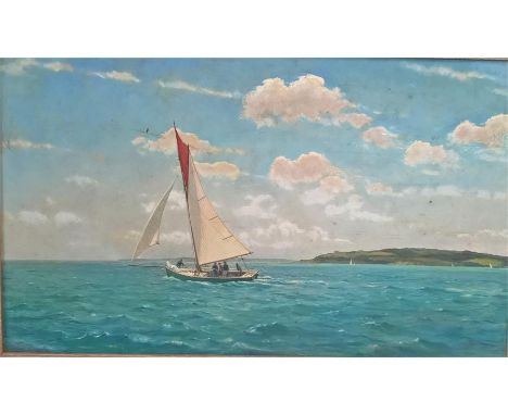 CROSBY, Laurence, Oil on Board "Old-Timer off Pendennis Point Falmouth", Signed lower Left, Some Foxing, 90cm L x 52cm H 