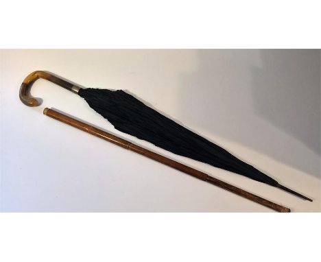 Edwardian Umbrella Stick Horn Handle,87cm length approx