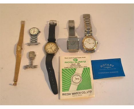 A Collection Of Gents and Ladies Watches (6)  including Ladies Rotary, Ladies MARCASITE ORMO, Gents Ricoh Quartz (with origin
