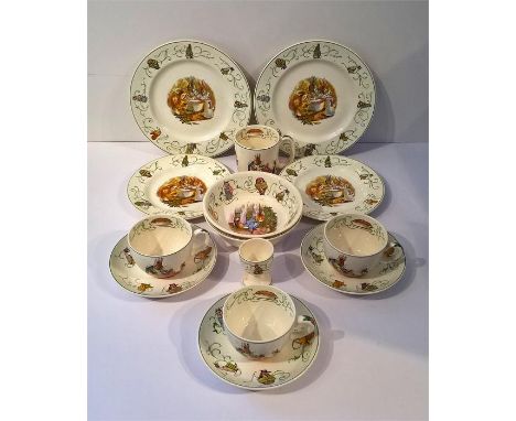 1960's Wedgwood PETER RABBIT Design N526 + N527 China Ware including two large plates, two side plates, two bowls, three tea 