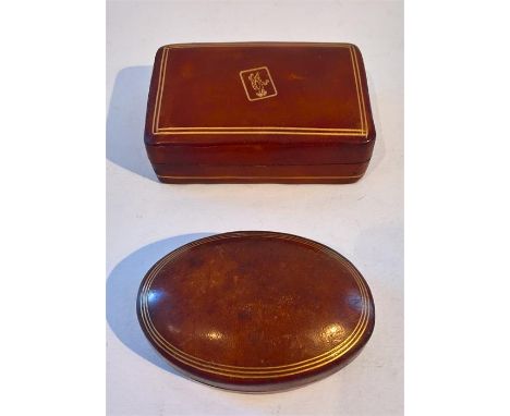 Two Small Calf Leather Boxes one containing Playing Cards