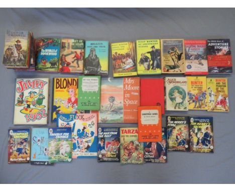 A TRAY OF CHILDREN'S COLLECTABLE BOOKS, to inlcude Billy Bunter first edition, Biggles etc., plus 19 x Ladybird books