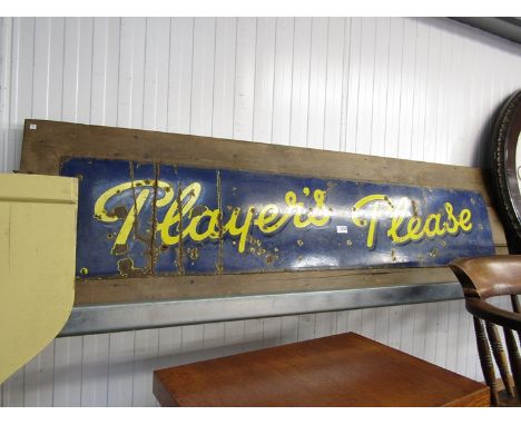 A 5' "Players Please" enamel sign on timber board
