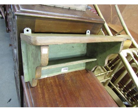 A painted rustic kitchen shelf unit, 40cm wide