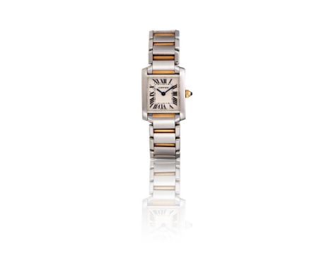 Cartier Tank Francaise Midsize 1821 18K Yellow Gold Champagne Diamond Bezel