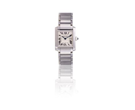 CARTIER, TANK FRANÇAISE, REF. 2465A MIDSIZE STAINLESS STEEL BRACELET WATCH WITH DATE, NO. 370215CD, CIRCA 2000Movement: Cal. 