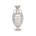 A VICTORIAN LARGE SILVER GREEK AMPHORA STYLE VASE
