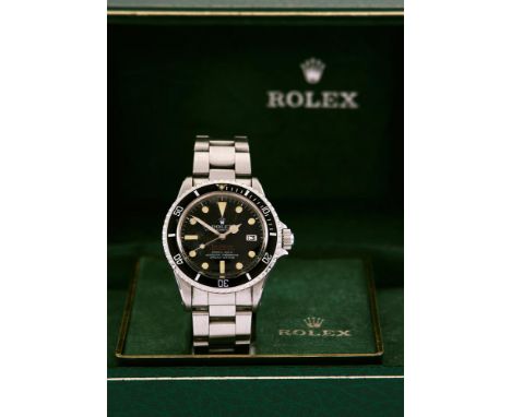 ROLEX, SUBMARINER SEA-DWELLER 'DOUBLE RED', REF. 1665A STAINLESS STEEL BRACELET WATCH WITH DATE, NO. 3745762, CIRCA 1974Movem