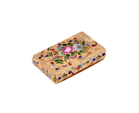 J.F. BAUTTE & CIE, GENEVA, A POLYCHROME ENAMEL SNUFF BOX CIRCA 1826-1850The box with polychrome enamelled flowers, birds and 