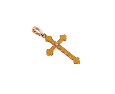 VICTOR MAYER FOR FABERGÉ, AN 18 CARAT GOLD AND ENAMELLED DIAMOND SET CROSS PENDANT LONDON 1999The yellow enamelled Orthodox c