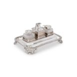 A GEORGE IV SILVER OBLONG INKSTAND
