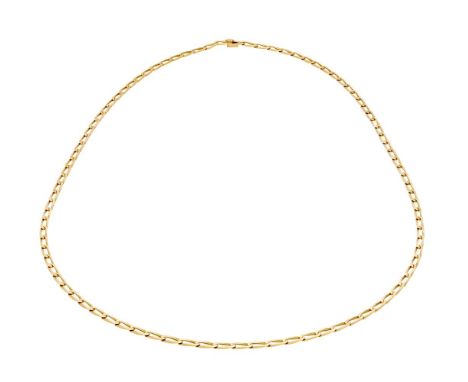 CARTIER, AN 18 CARAT GOLD CHAIN NECKLACE  LONDON 1974 IMPORT MARKThe flattened elongated curb link long chain to a concealed 