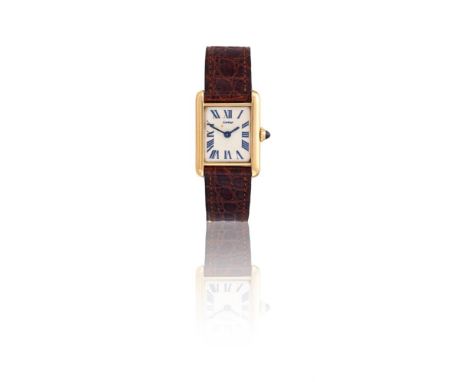 Bonhams : Cartier. An 18K gold manual wind bracelet watch Tank Chinoise,  Circa 1940