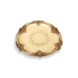 A FRENCH SILVER GILT SHAPED CIRCULAR SALVER