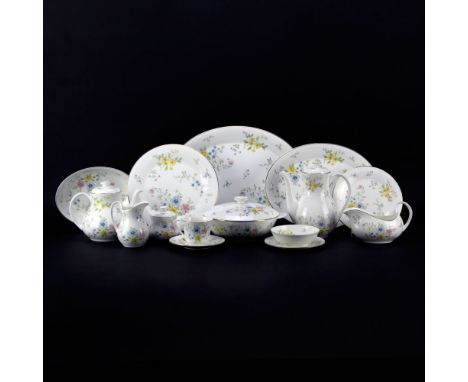 Ninety One (91) Piece Royal Doulton "Elegy" Partial Dinner Service. Includes 12 dinner plates, 15 salad plates, 14 bread plat