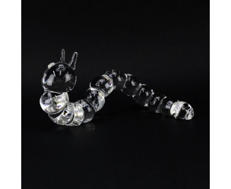 Circa 1970 Steuben Glass Ornamental Caterpillar Figurine Designed by Peter Yenawine. Signed. Good condition. Measures 6" H x 