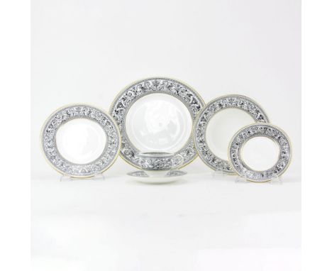 Forty-Eight (48) Piece Wedgwood "Florentine" Porcelain Dinner Service. Includes: 8 dinner plates, 8 salad plates, 8 bread/but