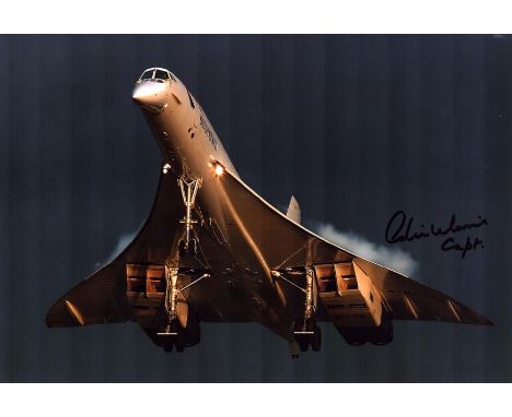 Concorde early pilot Capt Colin Morris signed stunning 12 x 8 colour photo. Colin gained his PPL in 1958, aged 17, on Tiger M