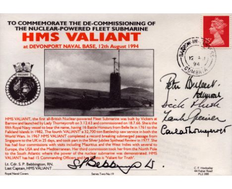 HMS Valiant 1994 Decommissioning multiple signed Navy cover RN series 2 No 19. Signed by ships officer veterans Lt Cdr Bebbin