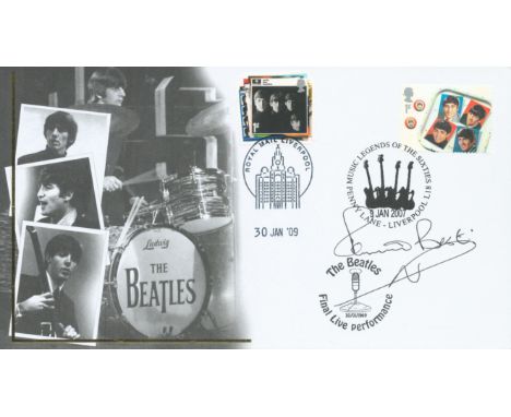 Music The Beatles Pete Best former drummer signed 2007 Internetstamps Beatles FDC. Two Stamps, Liverpool and Penny Lane postm