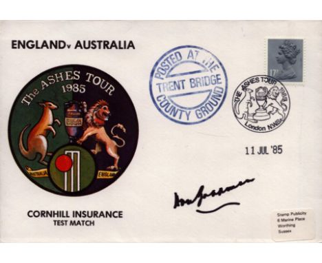 Cricket Don Bradman Signed First day cover ,The Ashes Tour 1985,Trent Bridge with special postmark. This rare first day cover