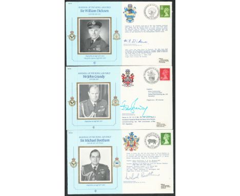 Marshalls of the RAF three signed covers Michael Beetham DFC AFC, Sir John Grandy DSO, William Dickson DSO AFC VIP autographs