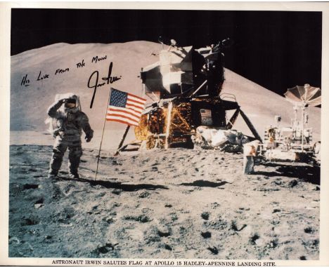Space Astronaut JIM IRWIN Signed Apollo 15 Moon Photo 8x10 inch Moonwalker NASA Astronaut. The autograph is hand signed the i