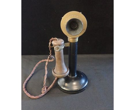 A STERLING TELEPHONE AND ELECTRIC CO LTD CANDLESTICK TELEPHONE (non-dial type) 31cm high (chip to mouth piece)