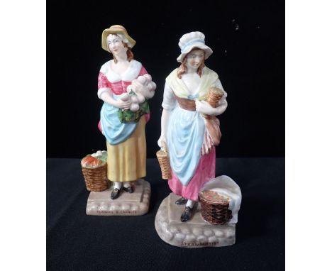 TWO COPELAND SPODE BONE CHINA 'CRIES OF LONDON' FIGURES comprising 'Turnips &amp; Carrots!' and'strawberrys!'