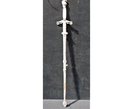 A REPLICA CRUSADER SWORD 19th century, made by W C Lilley &amp; Co, Columbus, Ohio, with ornamental blade named to Charles As