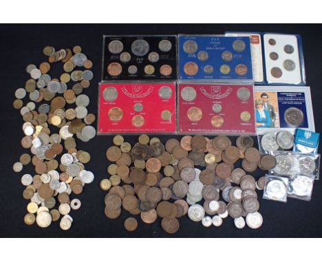 A COLLECTION OF PRE-DECIMAL COIN SETS, COMMEMORATIVE CROWNS First Decimal set, other pre-decimal coins, and a few foreign coi