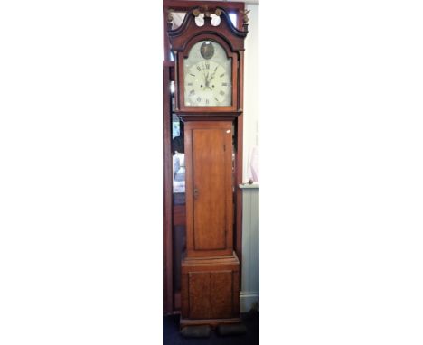 A GEORGE III EIGHT-DAY LONGCASE CLOCK oak cased, with long door and the arch dial painted with Hope with anchor, and gilt spa