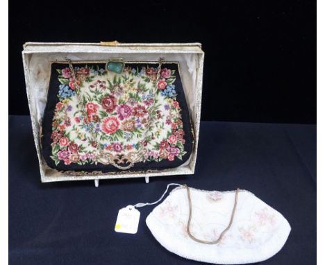 TWO VINTAGE HANDBAGS, ONE BY DENIS FRANCEL, PARIS densely beaded, the other tapestry style (2)