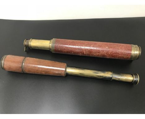 Two Antique, 2 draw pull scopes. Makers T Harris &amp; Son &amp; Broadhurst Clarkson &amp; Co. 