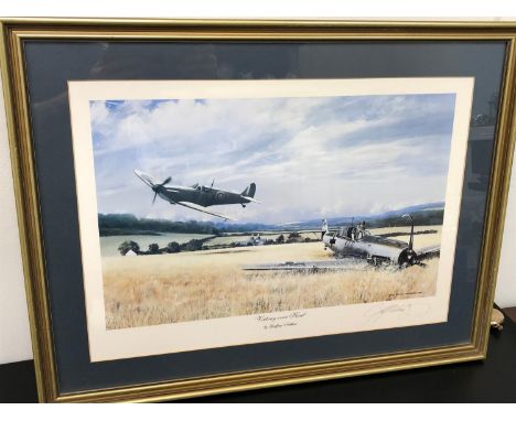 Geoff Nutkins signed print titled "Victory over Kent" Fitted within a gilt frame. 
