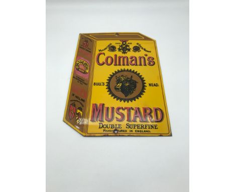 An Original Colman's Mustard enamel sign. Measures 27.5x20cm 