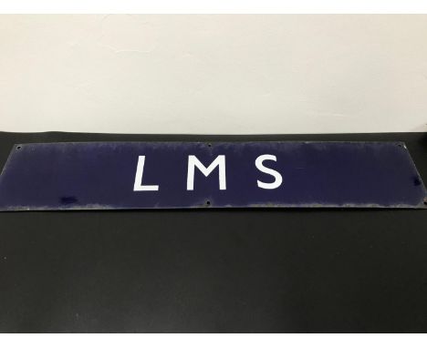 Original Railway Cobalt blue enamel sign with Letters LMS To the centre. Measures 14.5x74cm 