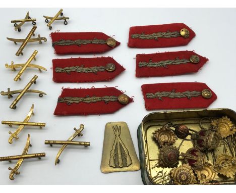A Collection of Rank &amp; Insignia pips, WW1 British army General's crossed sword &amp; Baton Insignia rank pips. Comes with