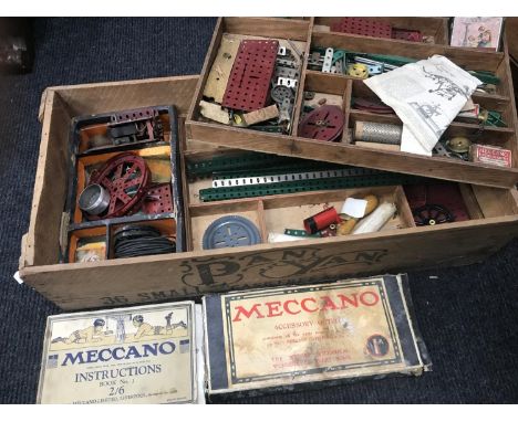 Original Meccano set with instruction manual, Fitted within an advertising crate. 