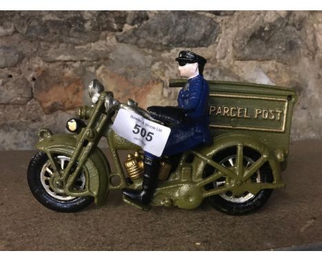 Parcel Post Side Car with rider in vintage style. Height 14cm length 22cm with 14cm 