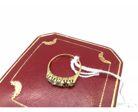 An 18ct Chester gold ladies ring with 4 large diamonds. (one missing), 2.97 grams in weight 