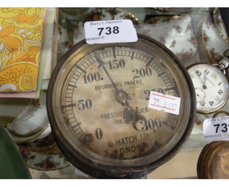 VINTAGE BOURDONS PATENT STEAM ENGINE PRESSURE GAUGE - G HATCH LTD LONDON