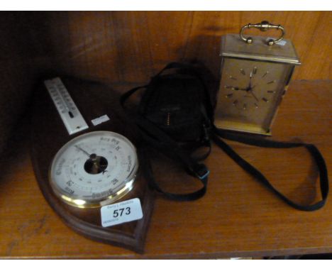BAROMETER, CARRIAGE CLOCK AND NICON CAMERA