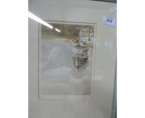 WATERCOLOUR, LIMITED EDITION PRINT AND FRAME 