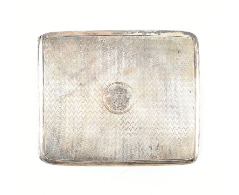 An early 20th Century Mappin &amp; Webb silver hallmarked cigarette case. The case having engine turned detailing with a cent