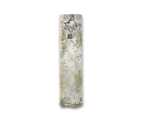 A maritime Dutch East India Company V.O.C. (Vereenigde Oost-indische Compagnie ) silver ingot bar. The silver ingot was salva