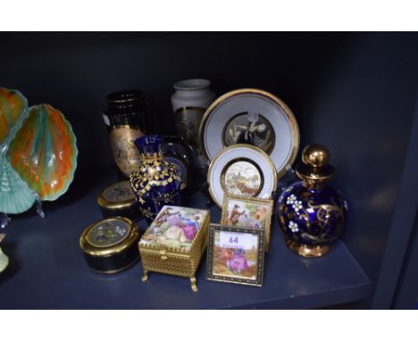 A selection of Japanese style Chokin ceramics and an enamel vase