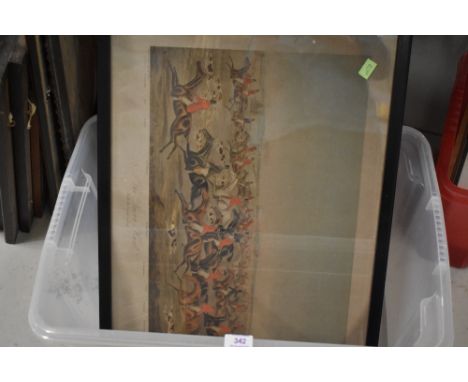 A set of four prints, after Alken, The Quorn Hunt, C20th re-prints, 35 x 50, plus frame and glazed