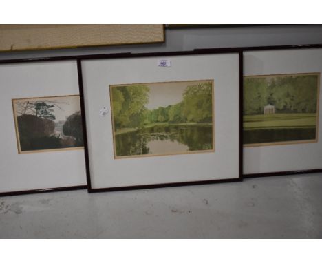 Three prints "Studley Royal" after John Tetley